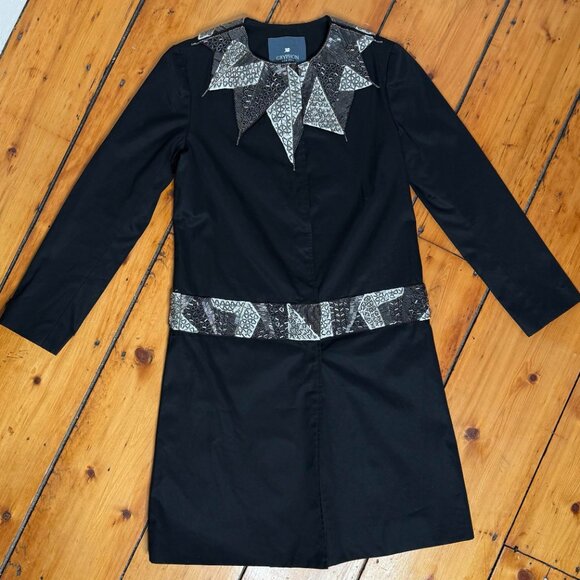 Gossip Girl Serena Gryphon Black Trench Coat with beaded Accents XS/S - Picture 3 of 16